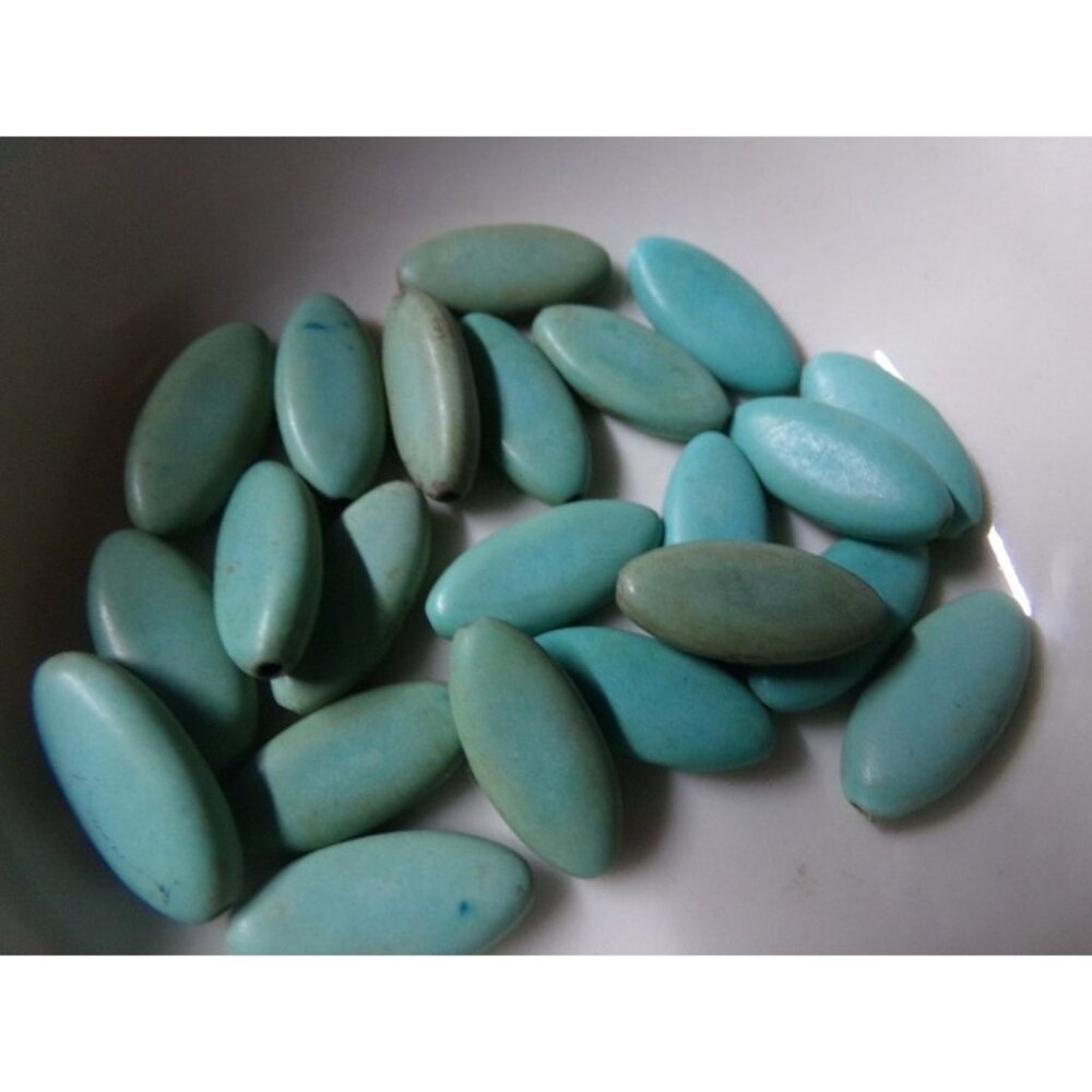 Light Turquoise Flat Oval Beads